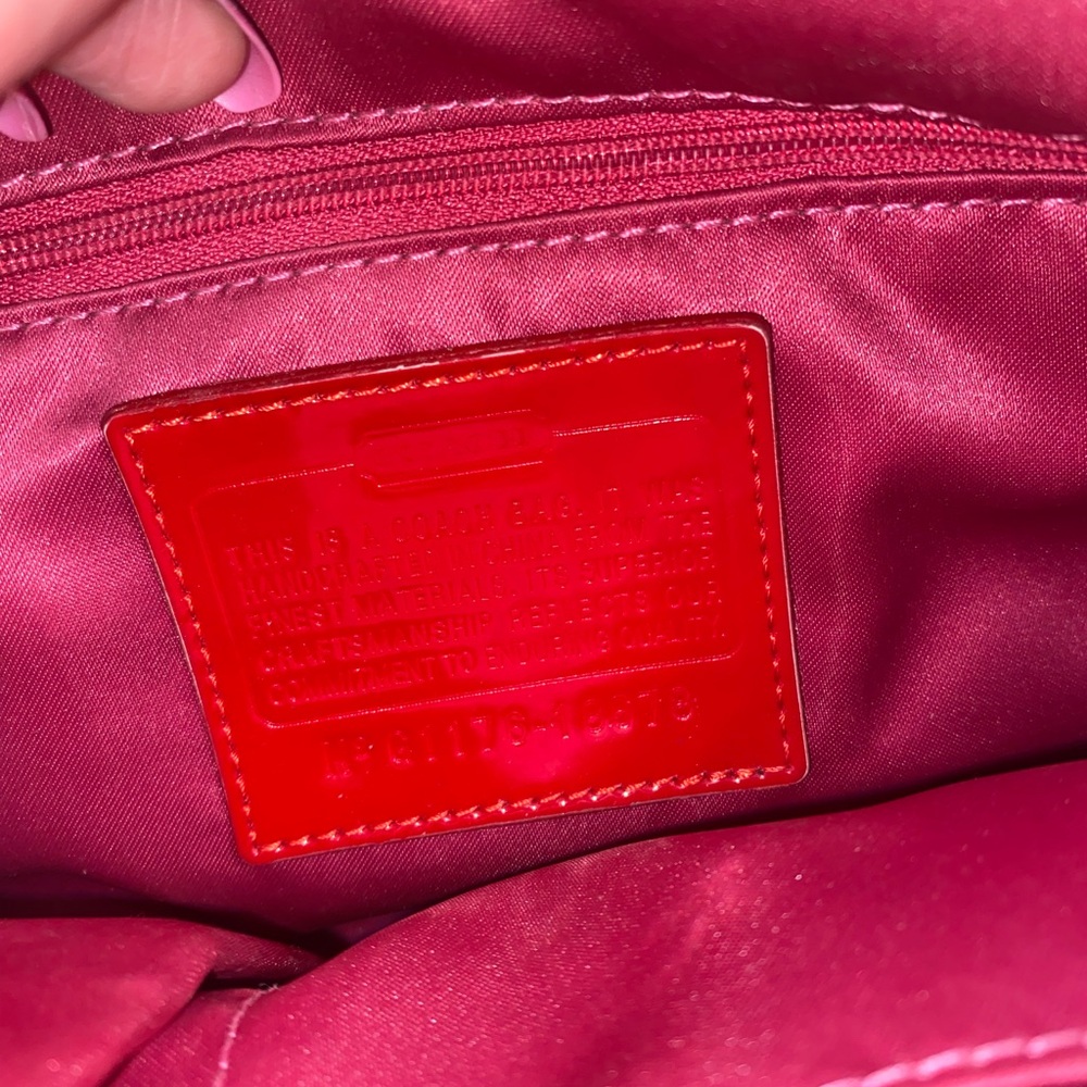 Coach Red Patent Leather Quilted Shoulder Bag with Dual Front Pockets - Picture 7 of 10